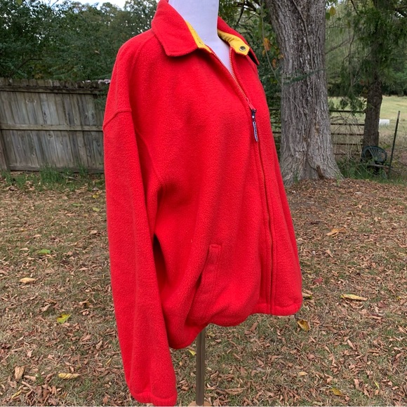 Vintage Bugle Boy Cozy Fleece Full-zip Jacket Unisex Plush Soft! Bright Red - Picture 2 of 14